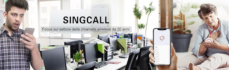 SINGCALL Tuya WiFi Smart SOS Allarme Pulsante di emergenza per il cercapersone disabili System, da Utilizzare con Tuya WiFi, A batteria, Bianco