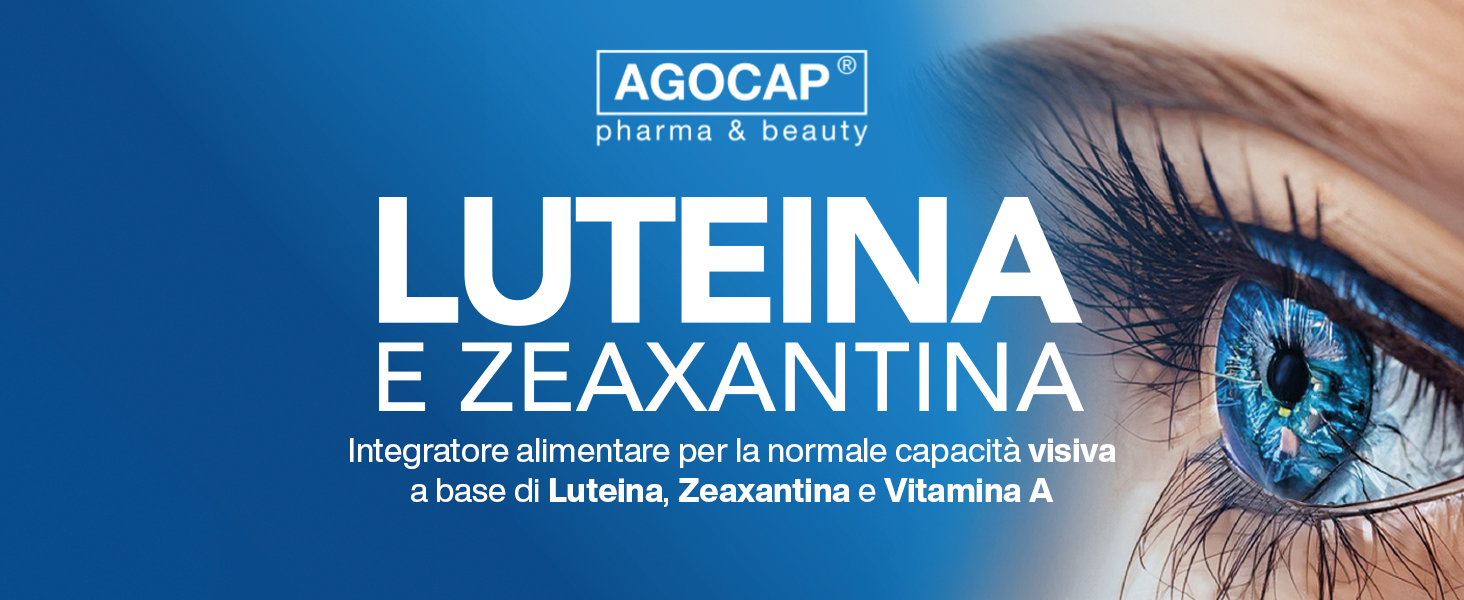 Integratore Occhi, Luteina e Zeaxantina alto dosaggio. Integratore Occhi Vista con Luteina, Zeaxantina, Ginkgo Biloba, Vite Rossa, Vitamina E. Antiossidante Integratori, VISTALTOP - 60 cpr. Agocap