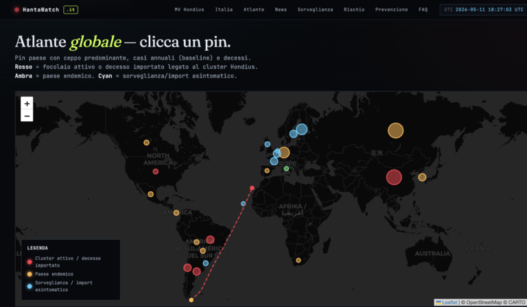 Mappa globale casi hantavirus 2026 - HantaWatch